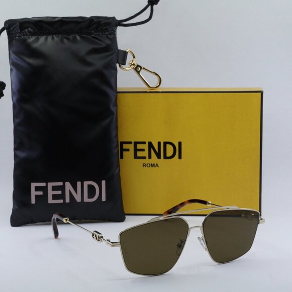 Final Price! Fendi FE40079U 32E Gold/Brown Sunglasses - Picture 1 of 11